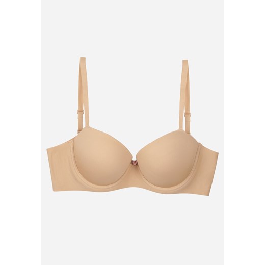 Beżowy Klasyczny Biustonosz o Gładkim Wykończeniu Taniarephis ze sklepu born2be.pl w kategorii Biustonosze - zdjęcie 187831545