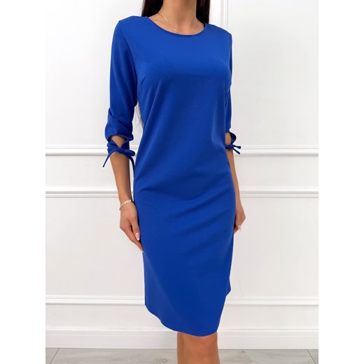 Kobaltowa Klasyczna Sukienka ze sklepu ModnaKiecka.pl w kategorii Sukienki - zdjęcie 187847149