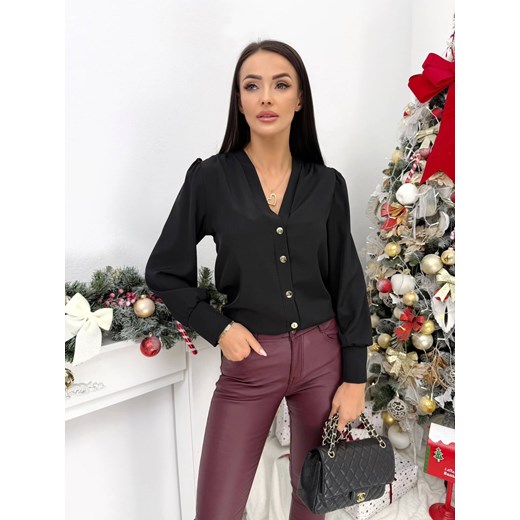 Czarna Elegancka Koszula Damska ze sklepu ModnaKiecka.pl w kategorii Koszule damskie - zdjęcie 187847199
