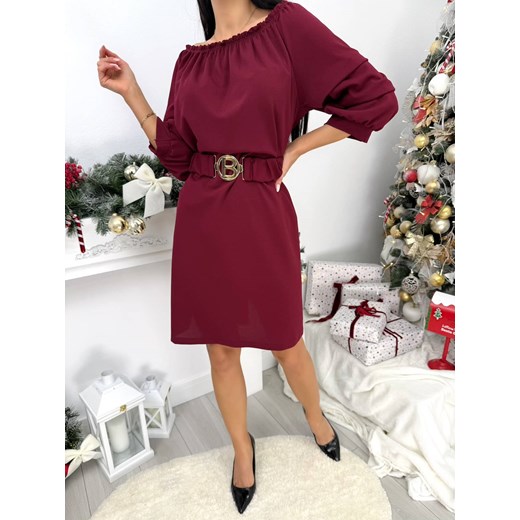 Bordowa Sukienka Hiszpanka ze sklepu ModnaKiecka.pl w kategorii Sukienki - zdjęcie 187847247