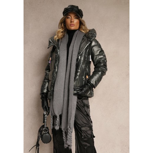 Szary Szalik z Frędzlami Nomiyana ze sklepu renee.pl w kategorii Szaliki i chusty damskie - zdjęcie 187847387