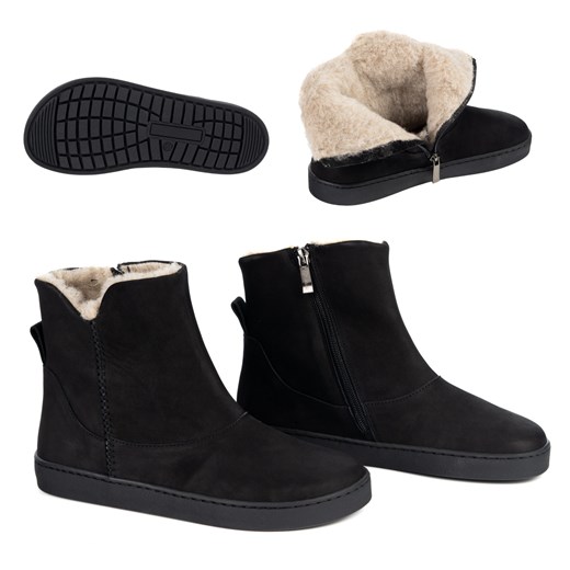 Botki damskie barefoot Olivier Marisol, skóra naturalna, wełna merino czarne ze sklepu butyolivier w kategorii Botki - zdjęcie 187847415