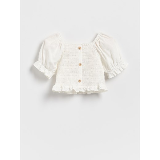 Reserved - Krótka bluzka hiszpanka - złamana biel ze sklepu Reserved w kategorii Bluzki dziewczęce - zdjęcie 187849348