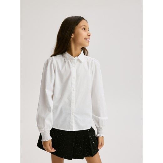 Reserved - Bawełniana koszula - biały ze sklepu Reserved w kategorii Bluzki dziewczęce - zdjęcie 187849356