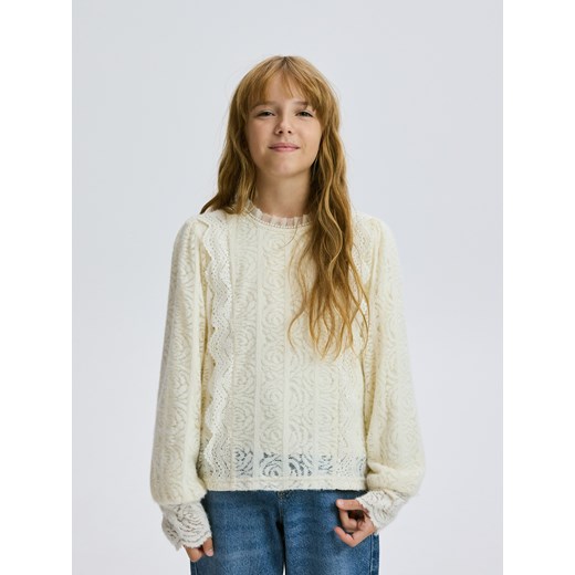 Reserved - Ażurowa bluzka - kremowy Reserved 140 (9 lat) Reserved