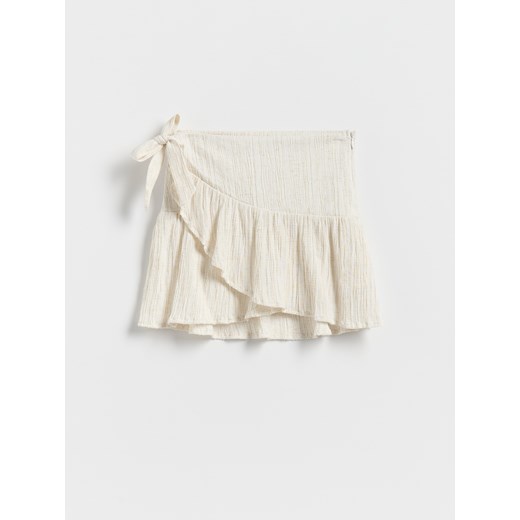 Reserved - Wiskozowa spódnica z domieszką lnu - kremowy Reserved 116 (5-6 lat) promocja Reserved