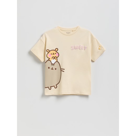 Reserved - T-shirt Pusheen - beżowy ze sklepu Reserved w kategorii Bluzki dziewczęce - zdjęcie 187850148