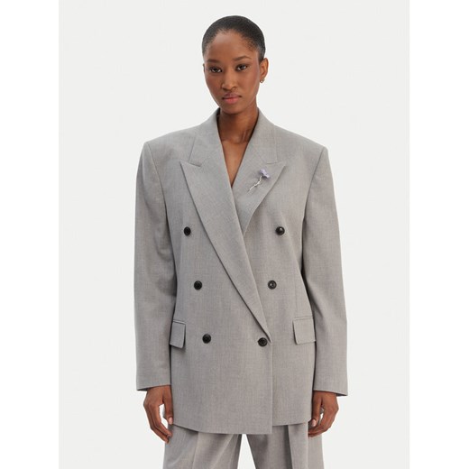 HUGO Marynarka Antegi 50554018 Szary Relaxed Fit ze sklepu MODIVO w kategorii Marynarki damskie - zdjęcie 187851718