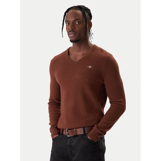 Gant Sweter 8050274 Brązowy Regular Fit ze sklepu MODIVO w kategorii Swetry męskie - zdjęcie 187851739