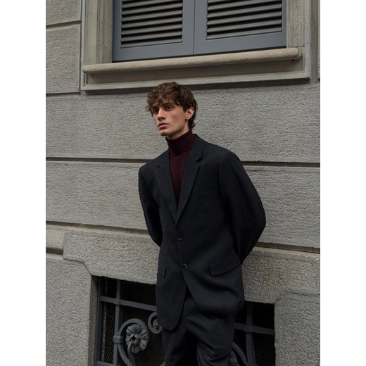 Reserved - Marynarka regular fit z wiskozą - ciemnoszary ze sklepu Reserved w kategorii Marynarki męskie - zdjęcie 187853936