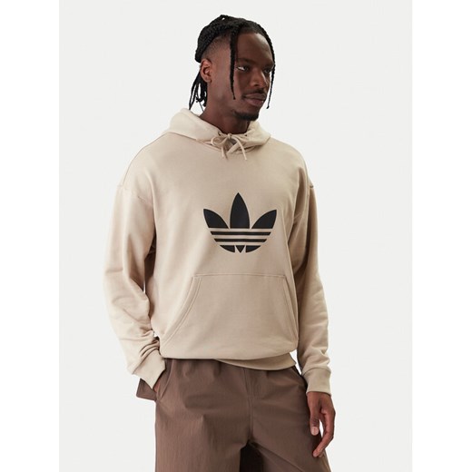 adidas Bluza adicolor Trefoil KE0878 Beżowy Loose Fit ze sklepu MODIVO w kategorii Bluzy męskie - zdjęcie 187855809