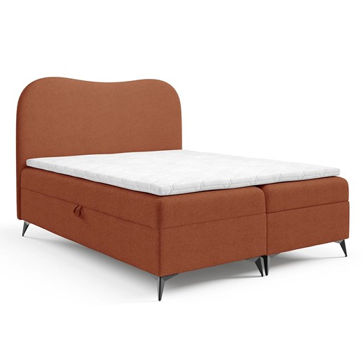 Pomarańczowe tapicerowane łózko kontynentalne  H4-Z02 ze sklepu Edinos.pl w kategorii Łóżka i materace - zdjęcie 187856395