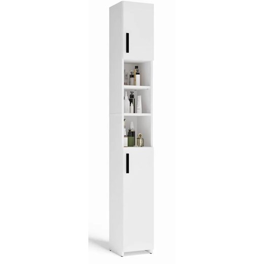 Wysoka biała szafka łazienkowa T7-L28 ze sklepu Edinos.pl w kategorii Szafki i regały łazienkowe - zdjęcie 187856476