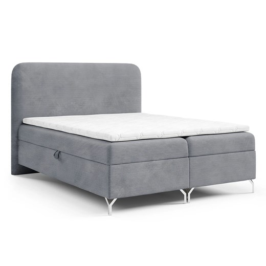 Szare sztruksowe łóżko z pojemnikiem 5 rozmiarów T5-W01 ze sklepu Edinos.pl w kategorii Łóżka i materace - zdjęcie 187856486