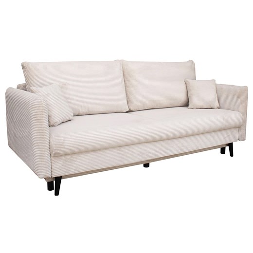 Beżowa sztruksowa kanapa rozkładana z pojemnikiem P5-H93 ze sklepu Edinos.pl w kategorii Sofy i kanapy - zdjęcie 187856537