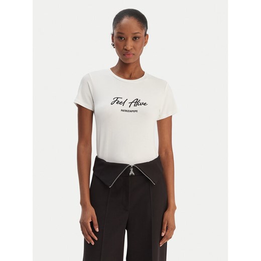 Patrizia Pepe T-Shirt 8M1807/J051-W146 Biały Regular Fit ze sklepu MODIVO w kategorii Bluzki damskie - zdjęcie 187857548