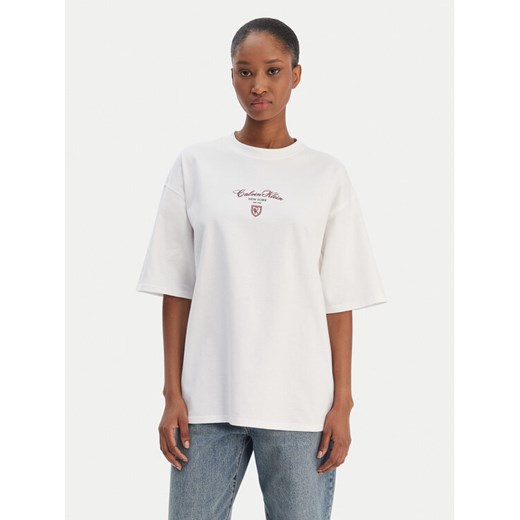Calvin Klein Jeans T-Shirt LV047E232G Biały Relaxed Fit ze sklepu MODIVO w kategorii Bluzki damskie - zdjęcie 187857567