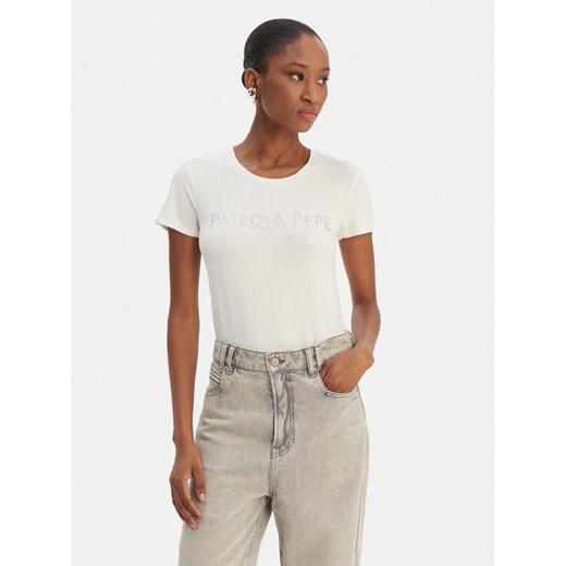 Patrizia Pepe T-Shirt CM1419/J013-W146 Biały Regular Fit ze sklepu MODIVO w kategorii Bluzki damskie - zdjęcie 187857585