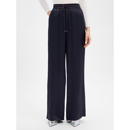 BOSS Damskie spodnie materiałowe - Tavati Kobiety wiskoza granatowy jednolity ze sklepu vangraaf w kategorii Spodnie damskie - zdjęcie 187858018