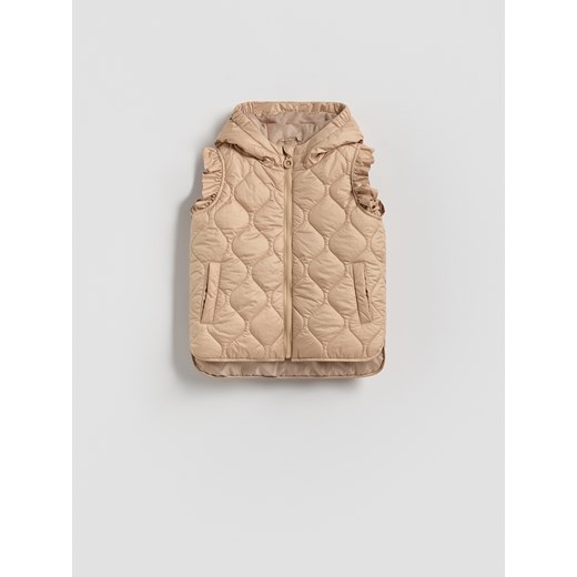 Reserved - Pikowana kamizelka z kapturem - beżowy ze sklepu Reserved w kategorii Kamizelki dziewczęce - zdjęcie 187858059