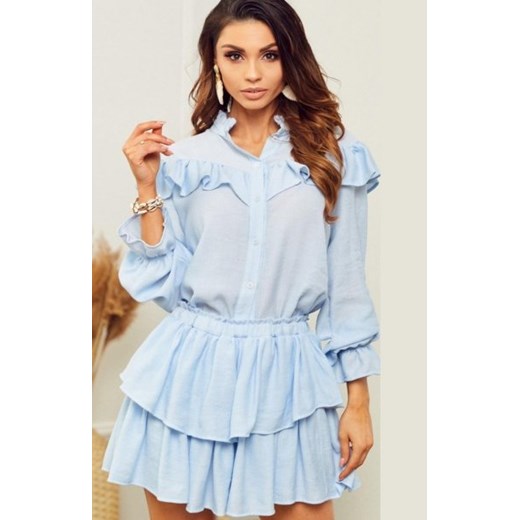 Błękitny letni komplet damski koszula i spódniczka ze sklepu intimiti.pl w kategorii Sukienki - zdjęcie 187858439
