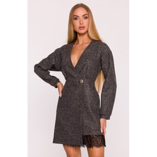 Moe sukienka tweedowa z koronką czarna M871 ze sklepu intimiti.pl w kategorii Sukienki - zdjęcie 187858715