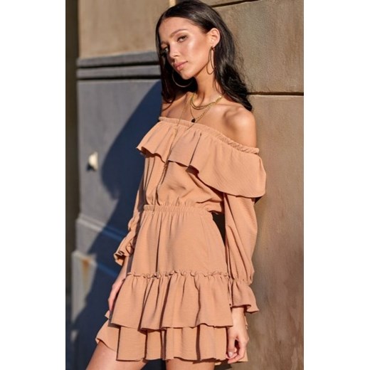 Kobieca sukienka hiszpanka karmelowa 0297 ze sklepu intimiti.pl w kategorii Sukienki - zdjęcie 187859457