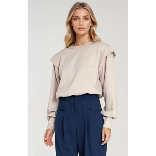 Nife beżowa bluza damska oversize z wysokimi ściągaczami ze sklepu intimiti.pl w kategorii Bluzy damskie - zdjęcie 187859518