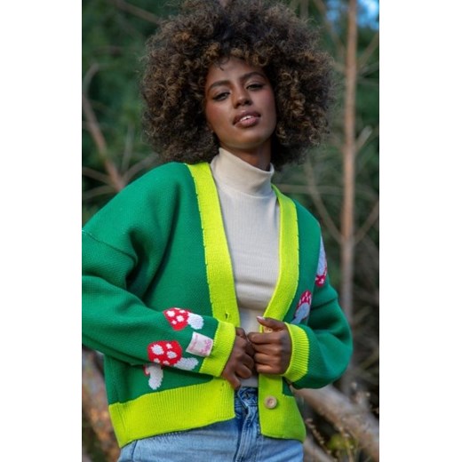 Fobya kolorowy sweter w muchomory F1505 green ze sklepu intimiti.pl w kategorii Swetry damskie - zdjęcie 187859548