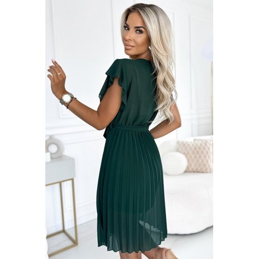 Numoco 424-6 szyfonowa plisowana sukienka z dekoltem i falbankami Numoco intimiti.pl