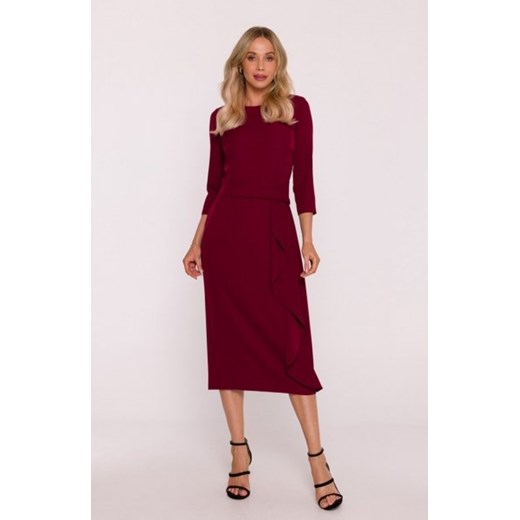 Stylove S425 sukienka z falbaną bordowa ze sklepu intimiti.pl w kategorii Sukienki - zdjęcie 187860156