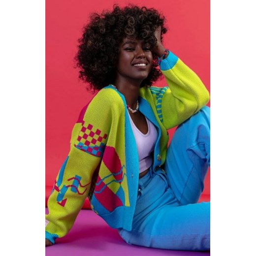 Fobya F1650 kardigan z kolorowym wzorem ze sklepu intimiti.pl w kategorii Swetry damskie - zdjęcie 187860407