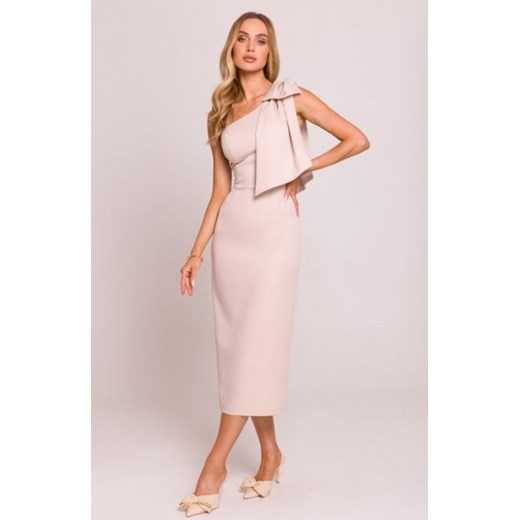 Moe sukienka na jedno ramię beżowa M847 ze sklepu intimiti.pl w kategorii Sukienki - zdjęcie 187860826