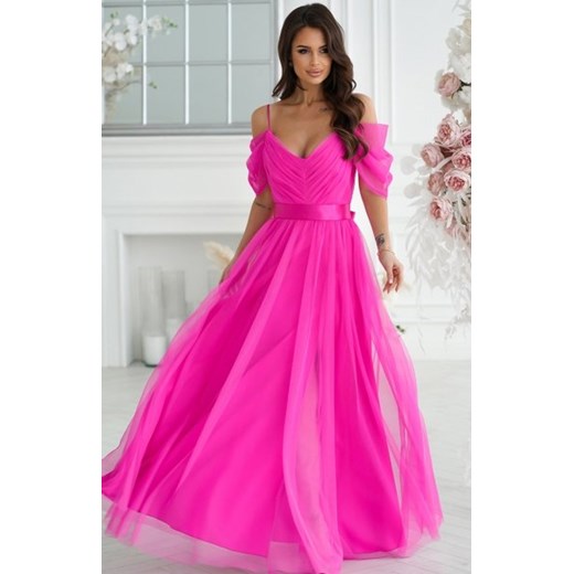 Szyfonowa długa sukienka hiszpanka fuksja 310-07 ze sklepu intimiti.pl w kategorii Sukienki - zdjęcie 187860847