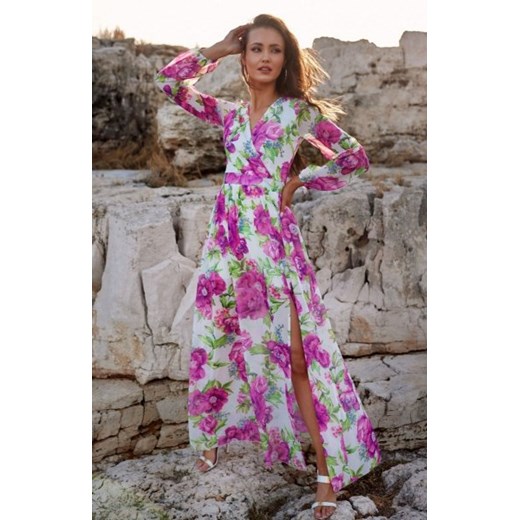 Roco długa sukienka w kwiaty 0219/D21 ze sklepu intimiti.pl w kategorii Sukienki - zdjęcie 187860946