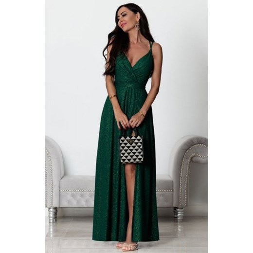 Elizabeth długa brokatowa sukienka Paris butelkowa ze sklepu intimiti.pl w kategorii Sukienki - zdjęcie 187861108