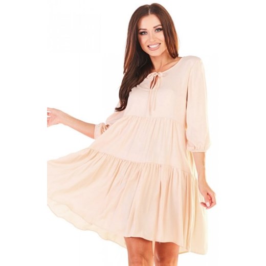 Oversizowa sukienka babydoll beżowa A359 ze sklepu intimiti.pl w kategorii Sukienki - zdjęcie 187861207