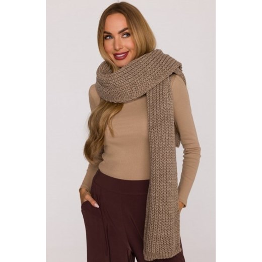 Moe szal damski splot prążkowany beżowy M896 ze sklepu intimiti.pl w kategorii Szaliki i chusty damskie - zdjęcie 187861279