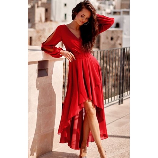 Asymetryczna maxi sukienka szyfonowa czerwona ze sklepu intimiti.pl w kategorii Sukienki - zdjęcie 187861586