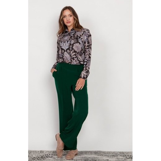 Szerokie spodnie z płaskim przodem zielone SD124 ze sklepu intimiti.pl w kategorii Spodnie damskie - zdjęcie 187861767