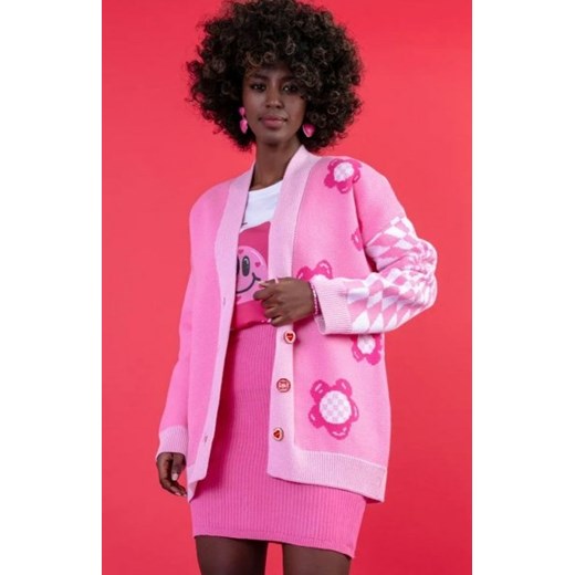 Fobya F1660 bawełniany kardigan w kwiatki ze sklepu intimiti.pl w kategorii Swetry damskie - zdjęcie 187861836