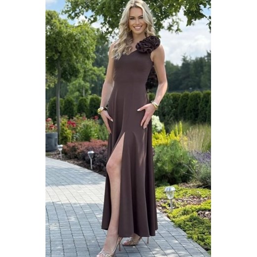 Elizabeth Anabel długa sukienka z różą czekoladowa ze sklepu intimiti.pl w kategorii Sukienki - zdjęcie 187862668