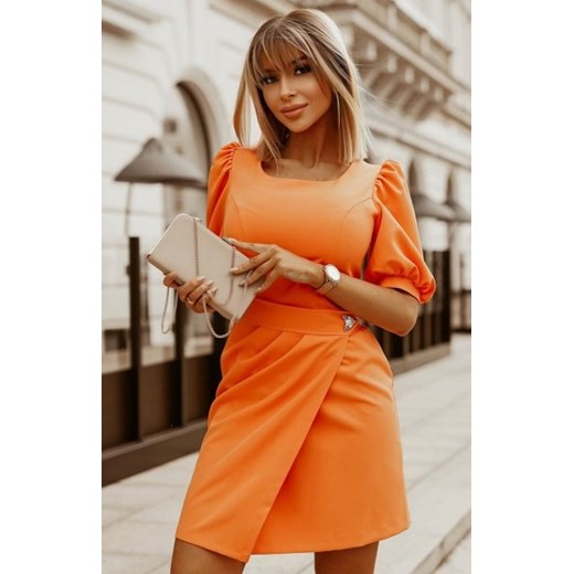 Bicotone sukienka wizytowa z broszką orange 2222-07 ze sklepu intimiti.pl w kategorii Sukienki - zdjęcie 187862856