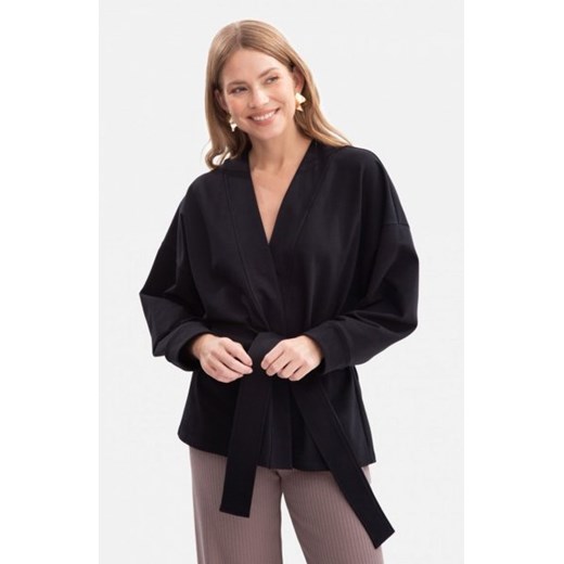 Bewear B297 blezer narzutka z paskiem czarna ze sklepu intimiti.pl w kategorii Marynarki damskie - zdjęcie 187862945
