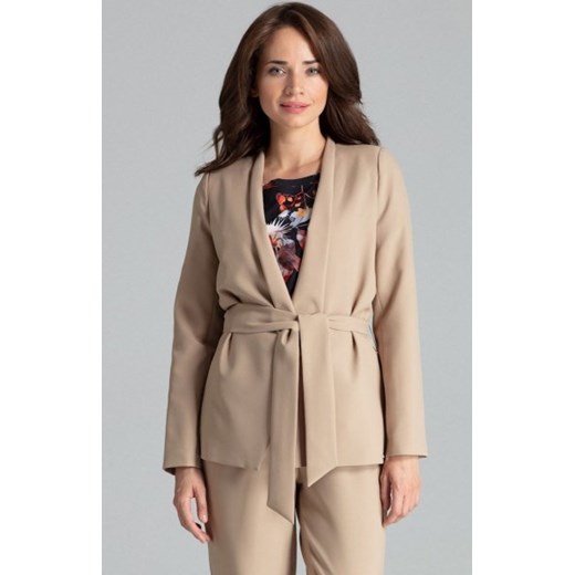 Wiązany żakiet damski beżowy L061 ze sklepu intimiti.pl w kategorii Marynarki damskie - zdjęcie 187863088