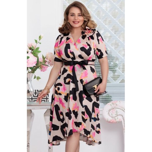 *Elizabeth Rosa sukienka midi z różą kolorowy print ze sklepu intimiti.pl w kategorii Sukienki - zdjęcie 187863167