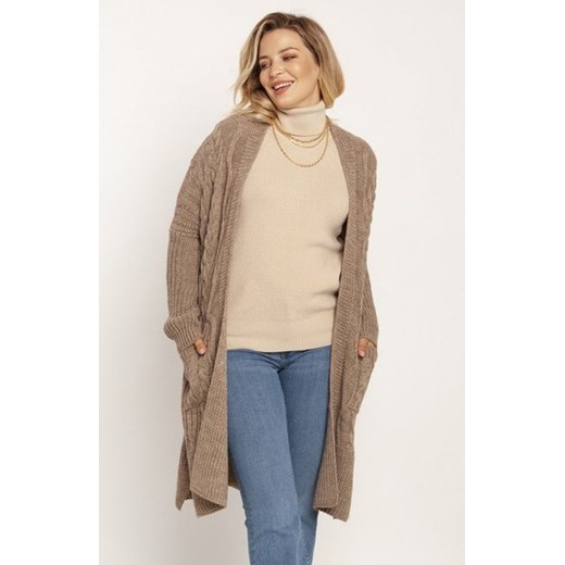 MKM PA008 swetrowy płaszcz mocca ze sklepu intimiti.pl w kategorii Swetry damskie - zdjęcie 187863218