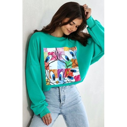 Oversizowa bluza damska Tweety Nowy zielona ze sklepu intimiti.pl w kategorii Bluzy damskie - zdjęcie 187863225