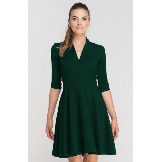 Sukienka rozkloszowana z dekoltem zielona SUK147 ze sklepu intimiti.pl w kategorii Sukienki - zdjęcie 187863348