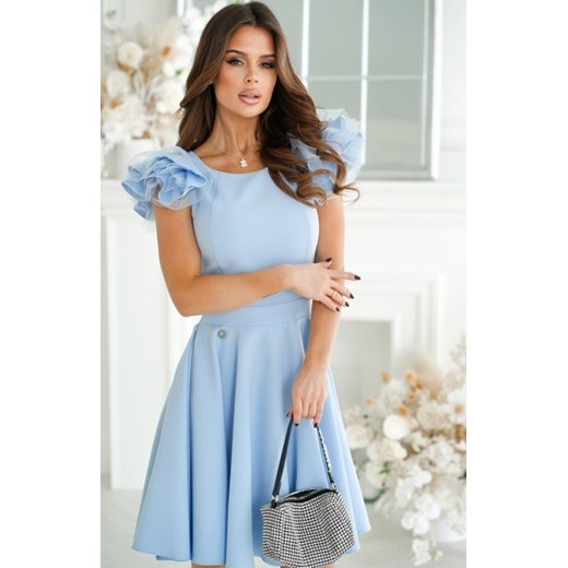 Rozkloszowana sukienka z tiulowymi rękawami ze sklepu intimiti.pl w kategorii Sukienki - zdjęcie 187863395